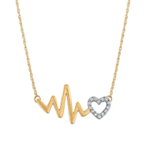 1/10 CTW Diamond Heartbeat Necklace in 10KT Yellow Gold