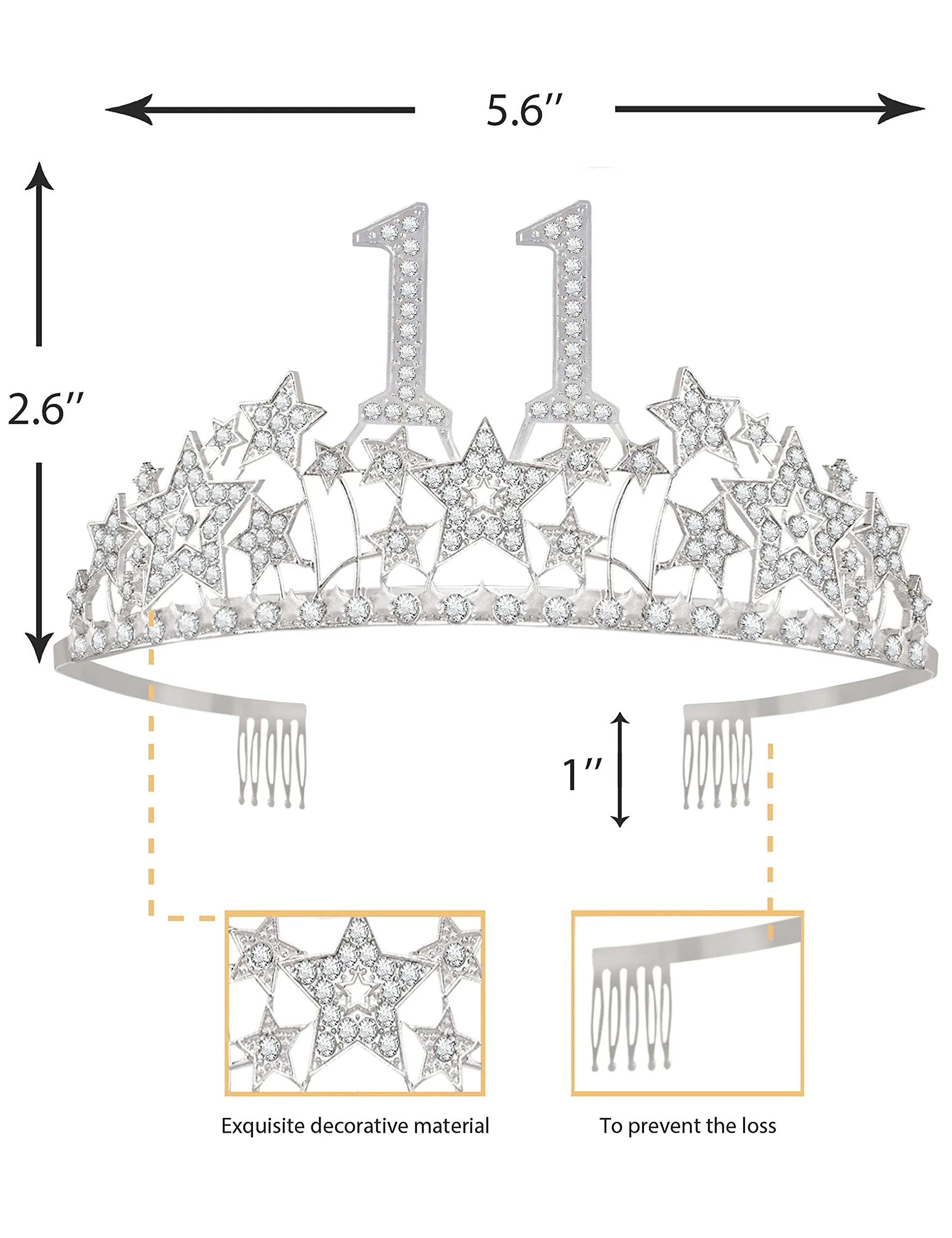 11th Birthday, 11th Birthday Gifts for Girls, 11th Birthday Tiara and Sash Silver, 11th