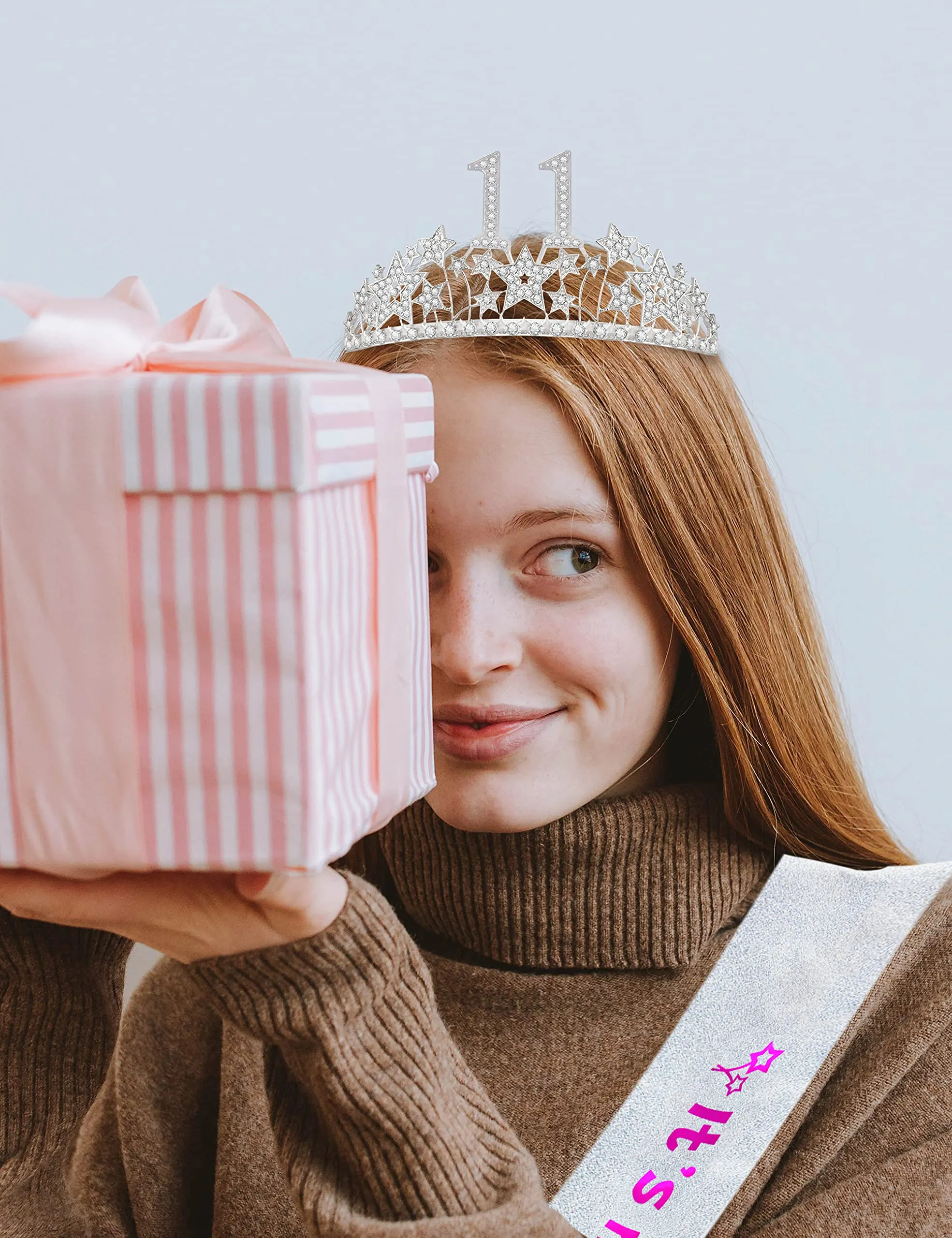 11th Birthday, 11th Birthday Gifts for Girls, 11th Birthday Tiara and Sash Silver, 11th