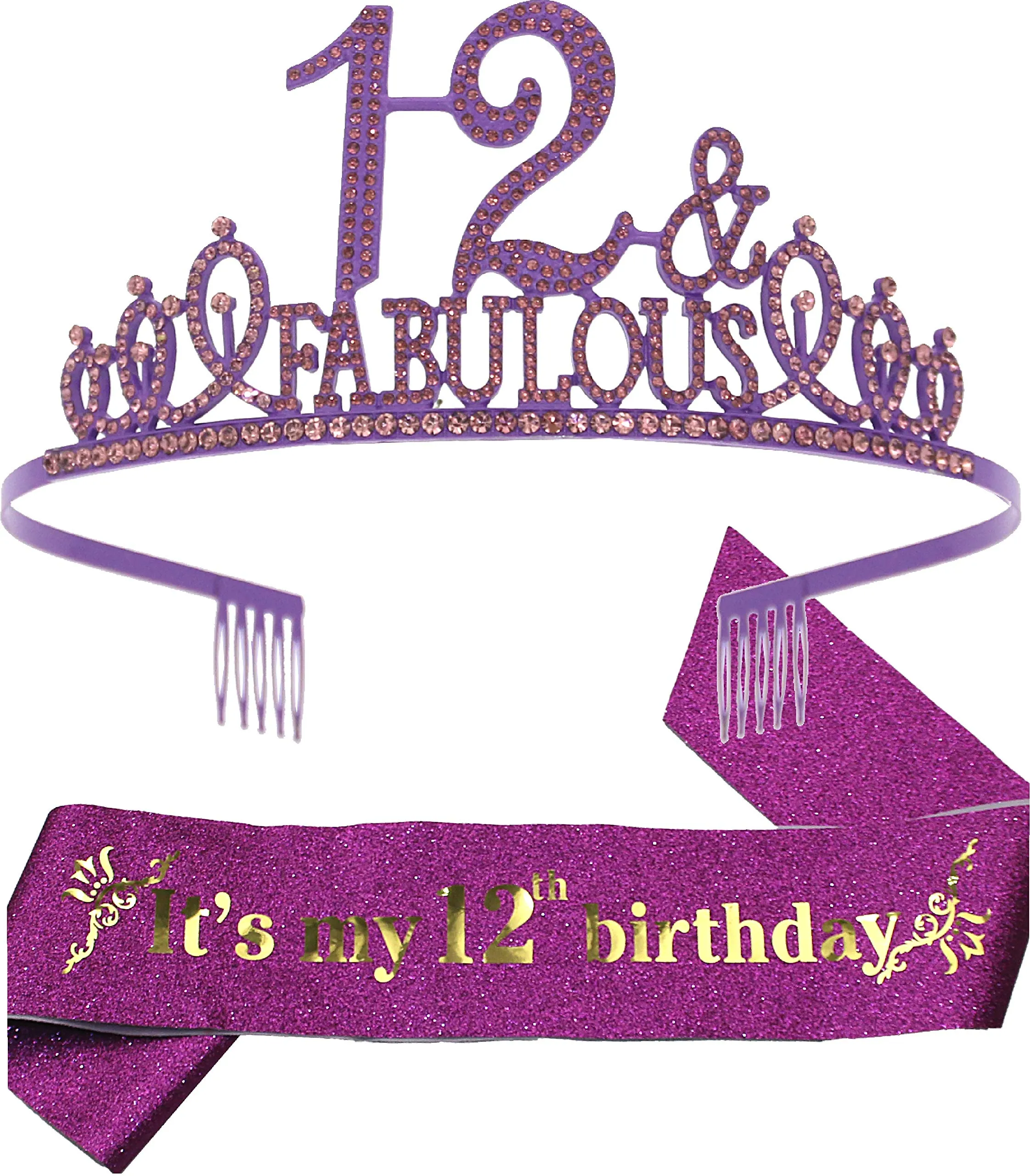 12th Birthday Gifts for Girls, 12th Birthday Tiara and Sash, 12th Birthday Decorations