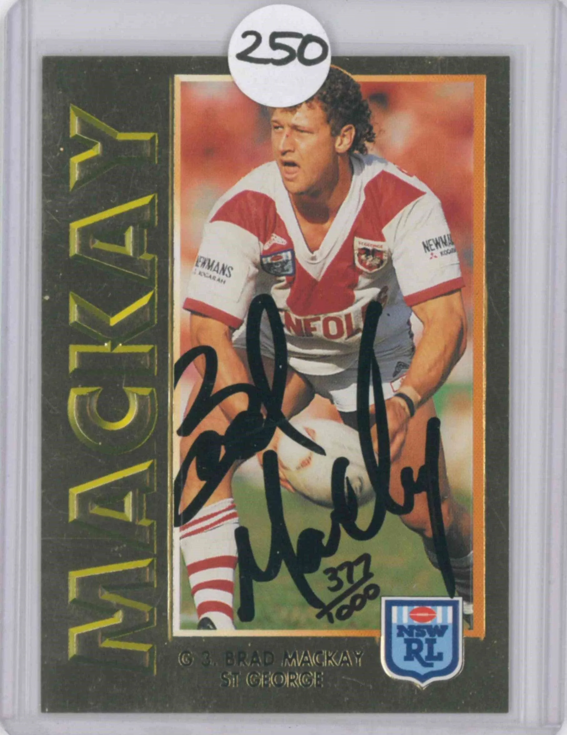 1994 DYNAMIC RUGBY LEAGUE SERIES 1 SIGNATURE GOLD CARD BRAD MACKAY #377/1000