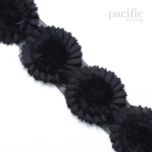 2 1/2" Frayed Chiffon Flower Trim : 330071TR (Multiple Colors)