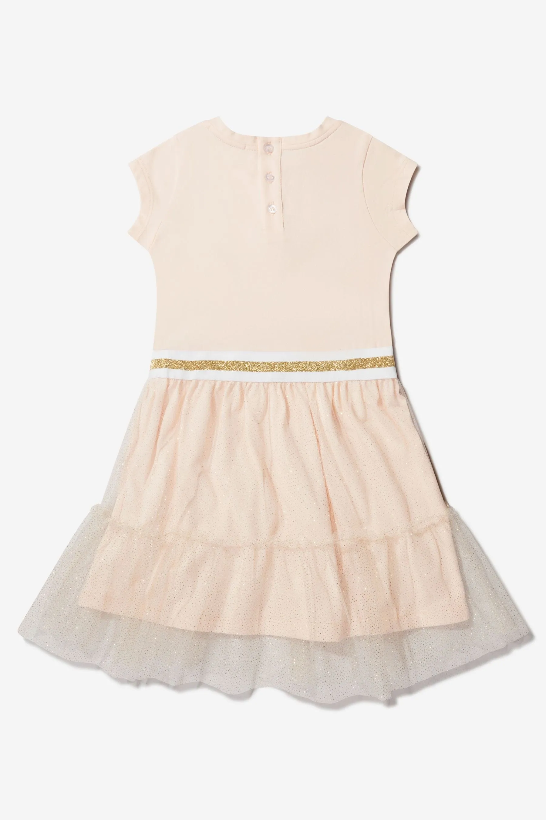 Aigner Girls Cotton And Tulle Logo Dress