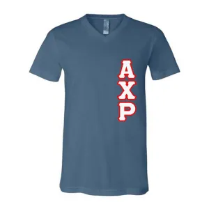 Alpha Chi Rho Fraternity V-Neck T-Shirt (Vertical Letters) - Bella 3005 - TWILL