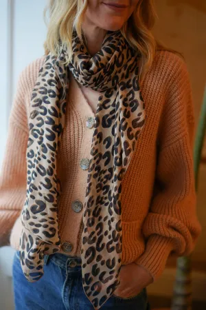 ANIMAL PRINT SILK SCARF (NEUTRAL)