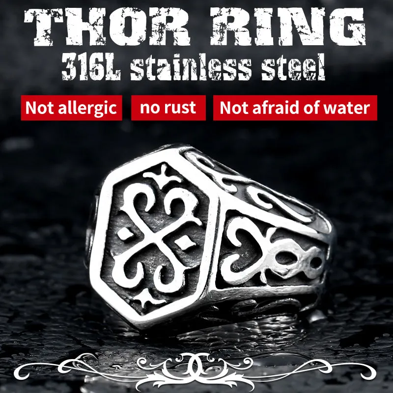 BEIER Cross Antiqued Northern Europe Viking 316L Stainless Steel Ring Gothic Pattern Jewelry  Factory price  BR8-215 US Size