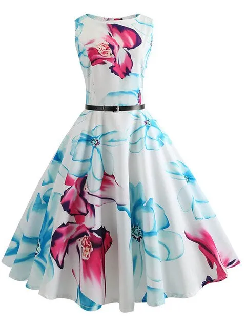 BerriesJam - 2024 Pineapple Print Pin Up Sleeveless A-Line Midi Party Dress