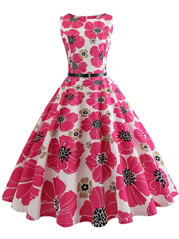 BerriesJam - 2024 Pineapple Print Pin Up Sleeveless A-Line Midi Party Dress