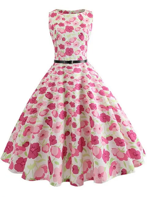 BerriesJam - 2024 Pineapple Print Pin Up Sleeveless A-Line Midi Party Dress