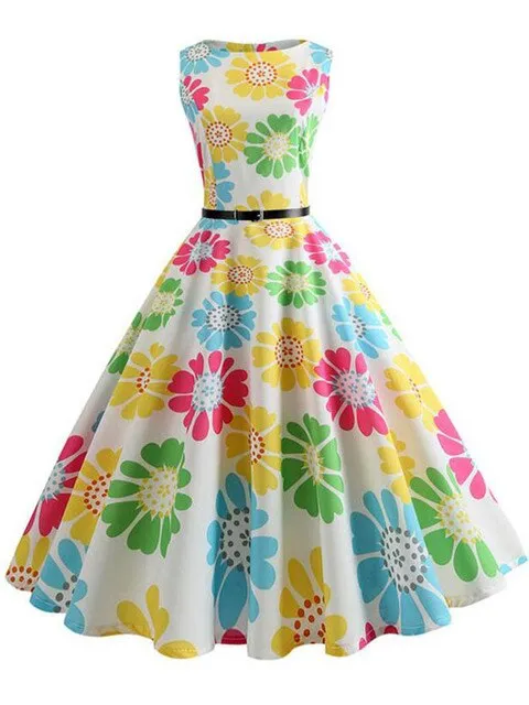 BerriesJam - 2024 Pineapple Print Pin Up Sleeveless A-Line Midi Party Dress