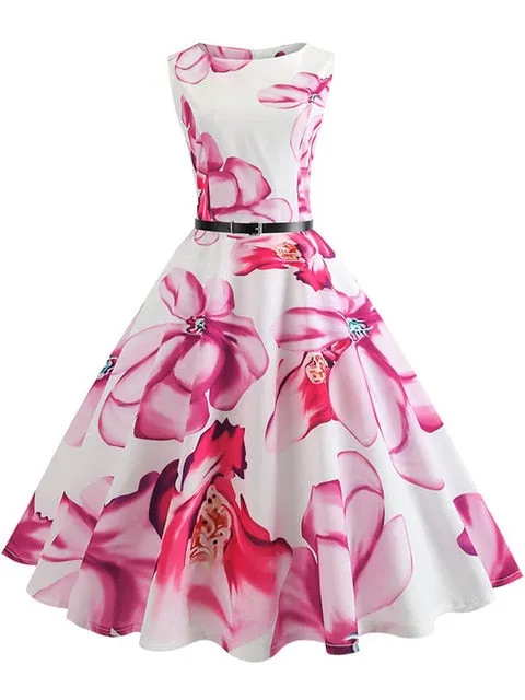 BerriesJam - 2024 Pineapple Print Pin Up Sleeveless A-Line Midi Party Dress