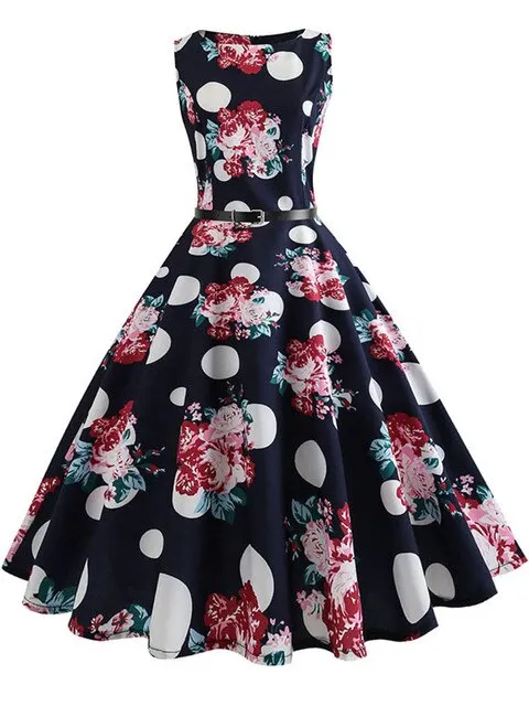 BerriesJam - 2024 Pineapple Print Pin Up Sleeveless A-Line Midi Party Dress