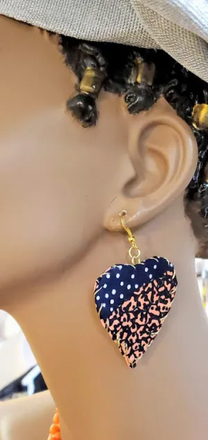 Blue and Peach African Print Earrings-DP3850ER5