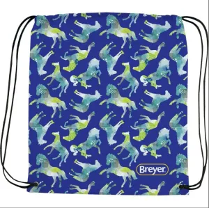 Breyer Blue Horse Collage Drawstring Backpack Bag