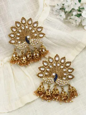 Brown Mayur Jhumkis