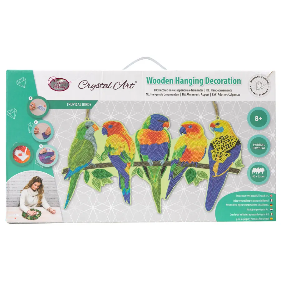 CA-HD02KT: Crystal Art hanging Wall Decoration - Parrot Paradise