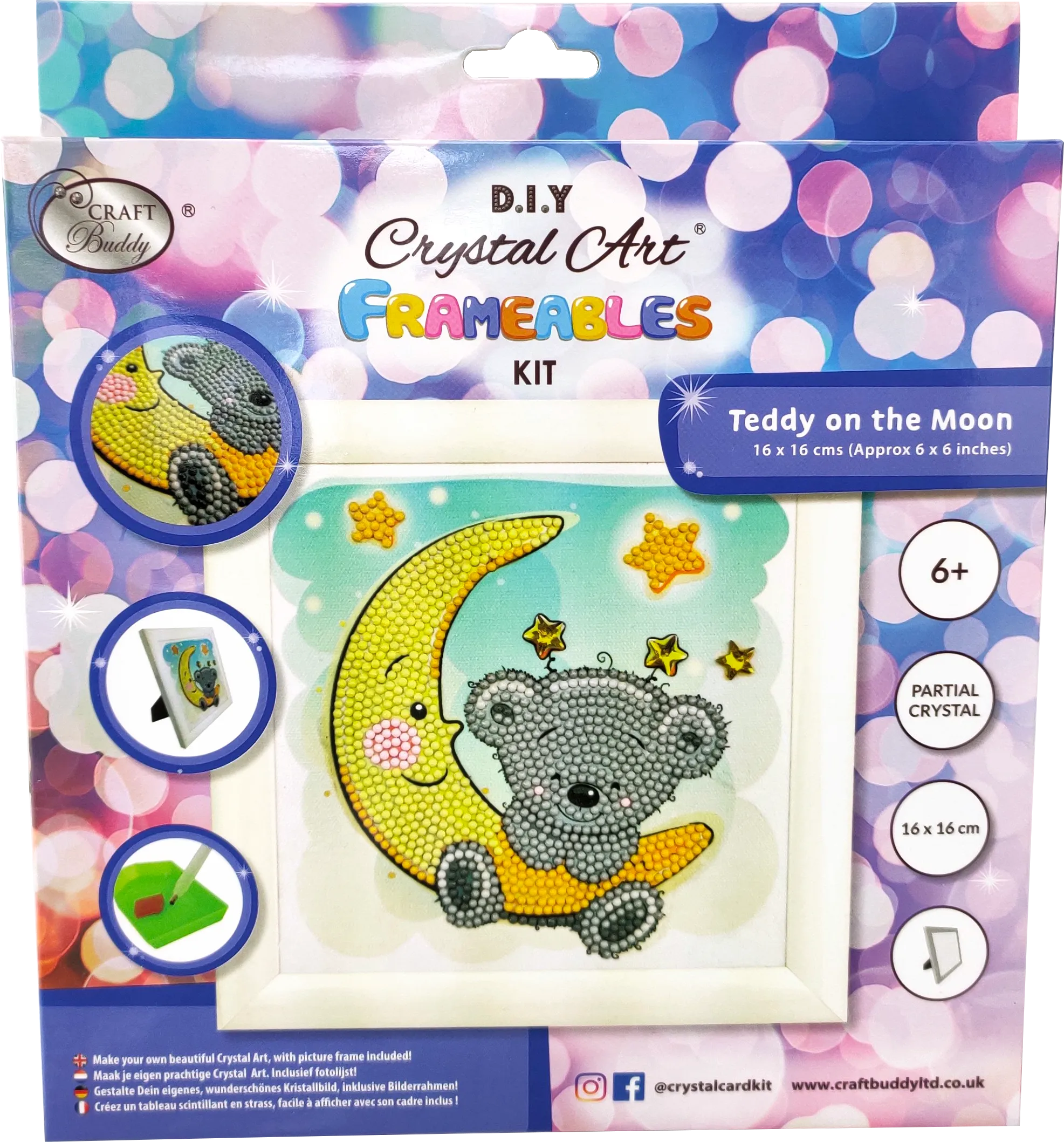 CAFBL-2: "Teddy on the Moon" Crystal Art Frameables Kit with Picture Frame