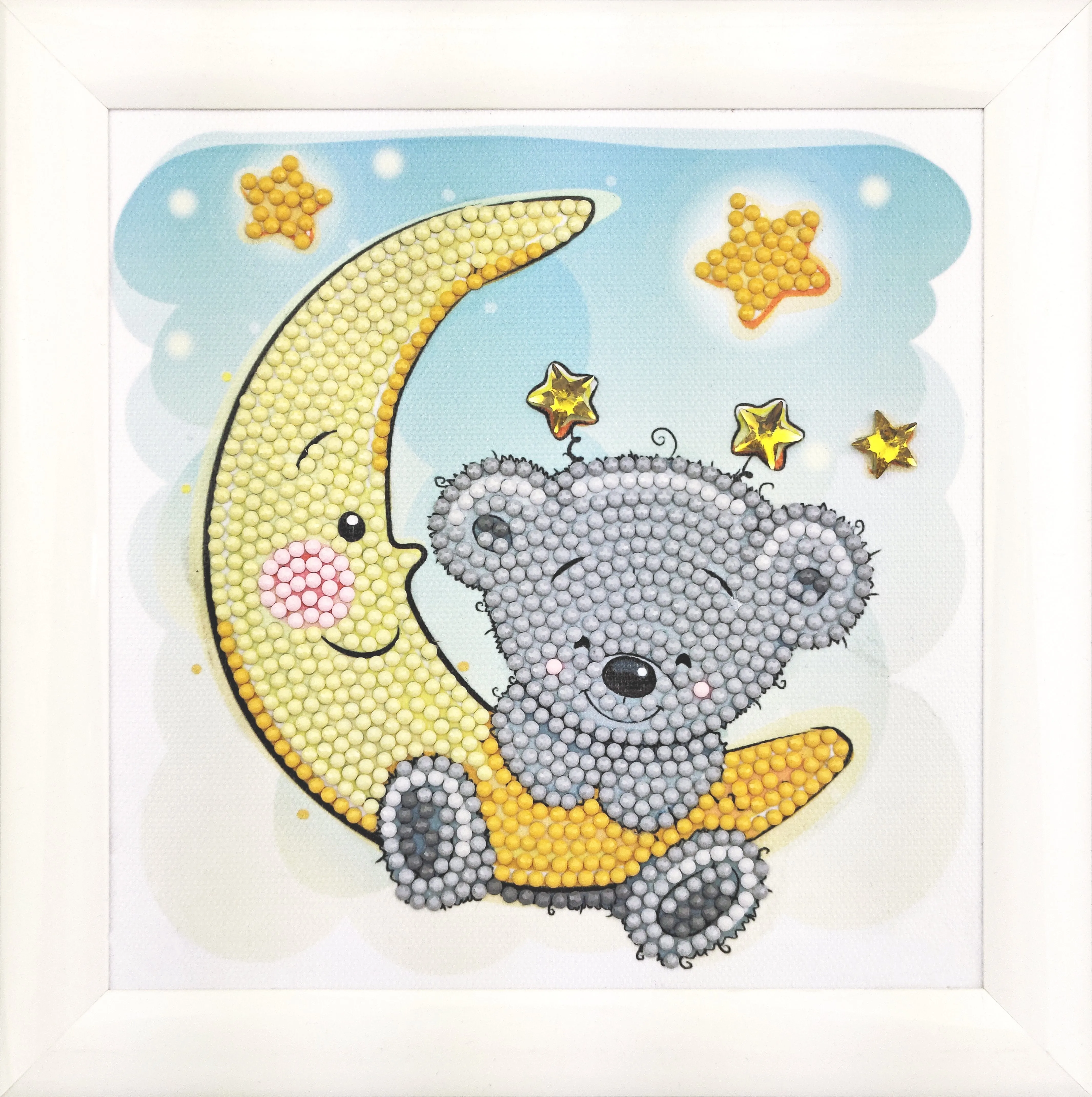 CAFBL-2: "Teddy on the Moon" Crystal Art Frameables Kit with Picture Frame