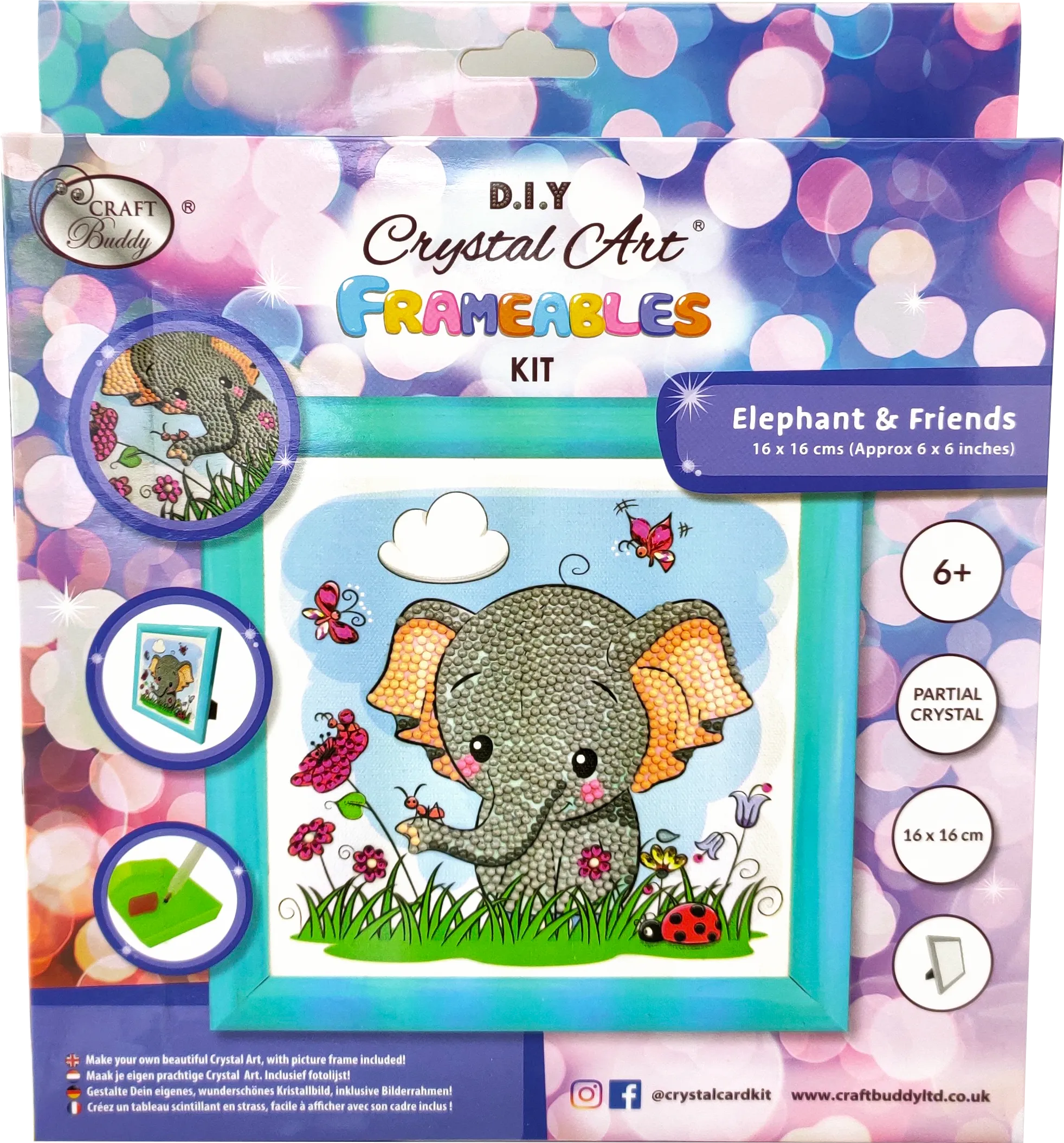 CAFBL-3: "Elephant" Crystal Art Frameables Kit with Picture Frame