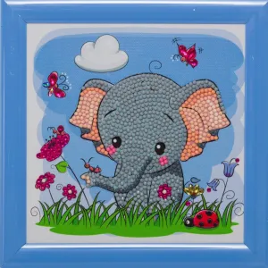 CAFBL-3: "Elephant" Crystal Art Frameables Kit with Picture Frame