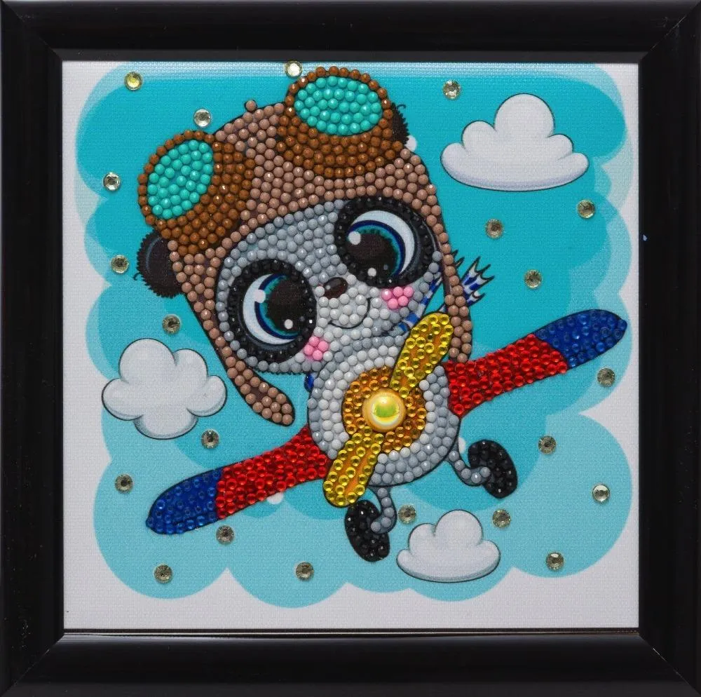 CAFBL-5: "Flying Panda" Crystal Art Frameables Kit with Picture Frame