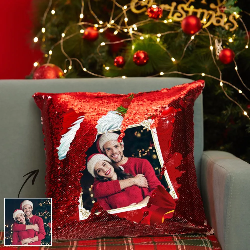 Christmas Gifts Custom Photo Pillow for Christmas Red Pillow 15.75"*15.75"- Cotton