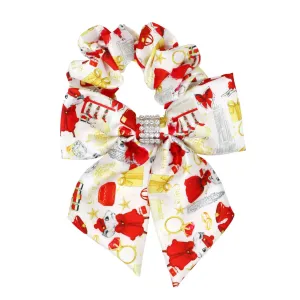 Claris Fashion Red Print Scrunchie with Bow