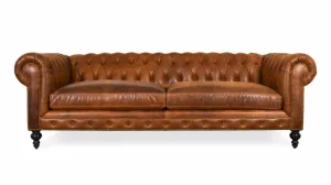 Classic Chesterfield 3 Seater Genuine Leather Sofa