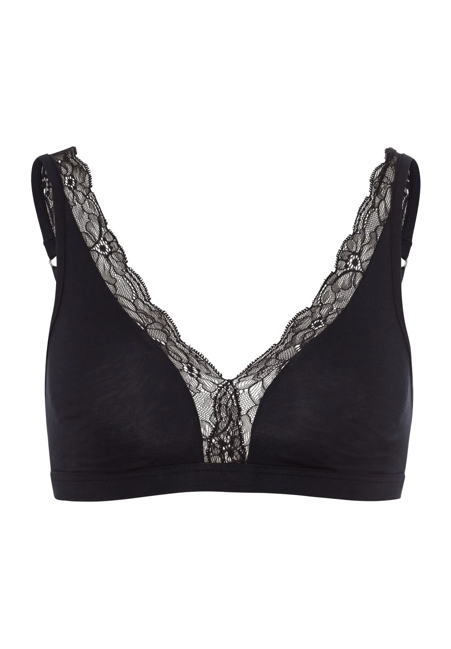 Cotton Lace Lace Trim Soft Cup Bra | Black 72431-019