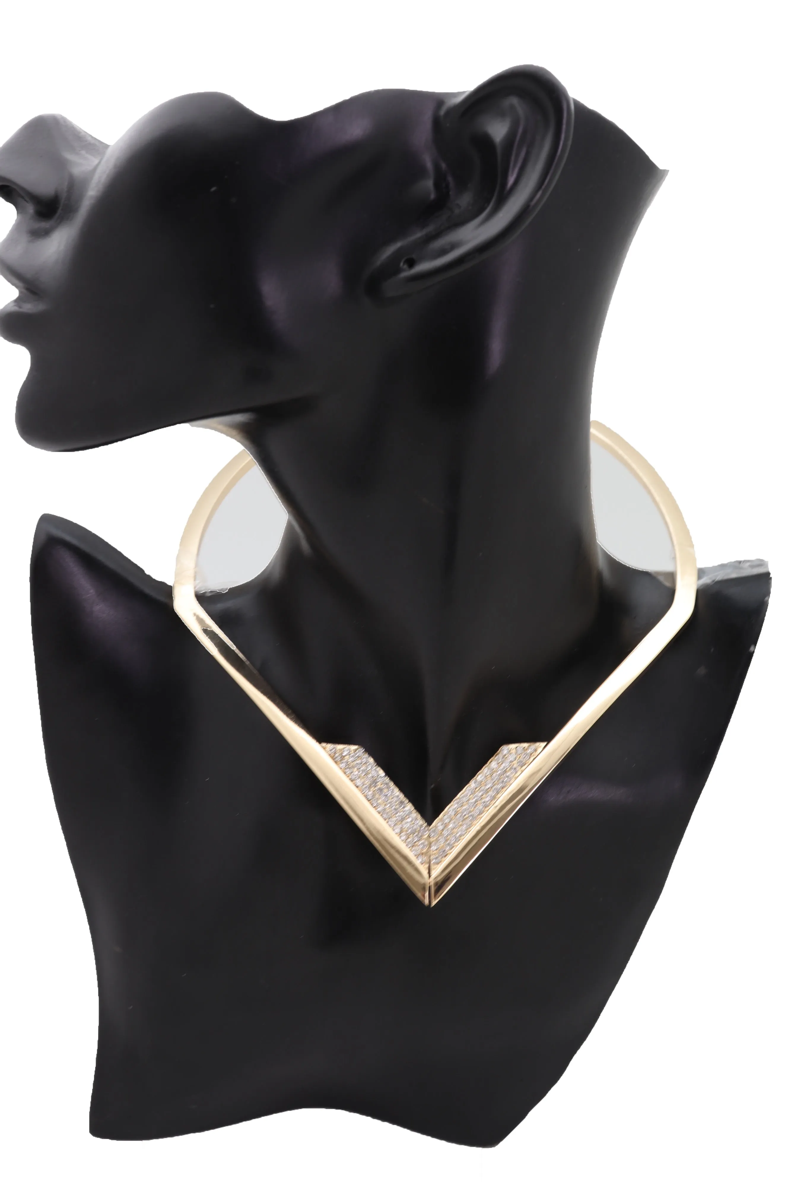 Edgy able Gold Metal Strand Choker Fancy Necklace V