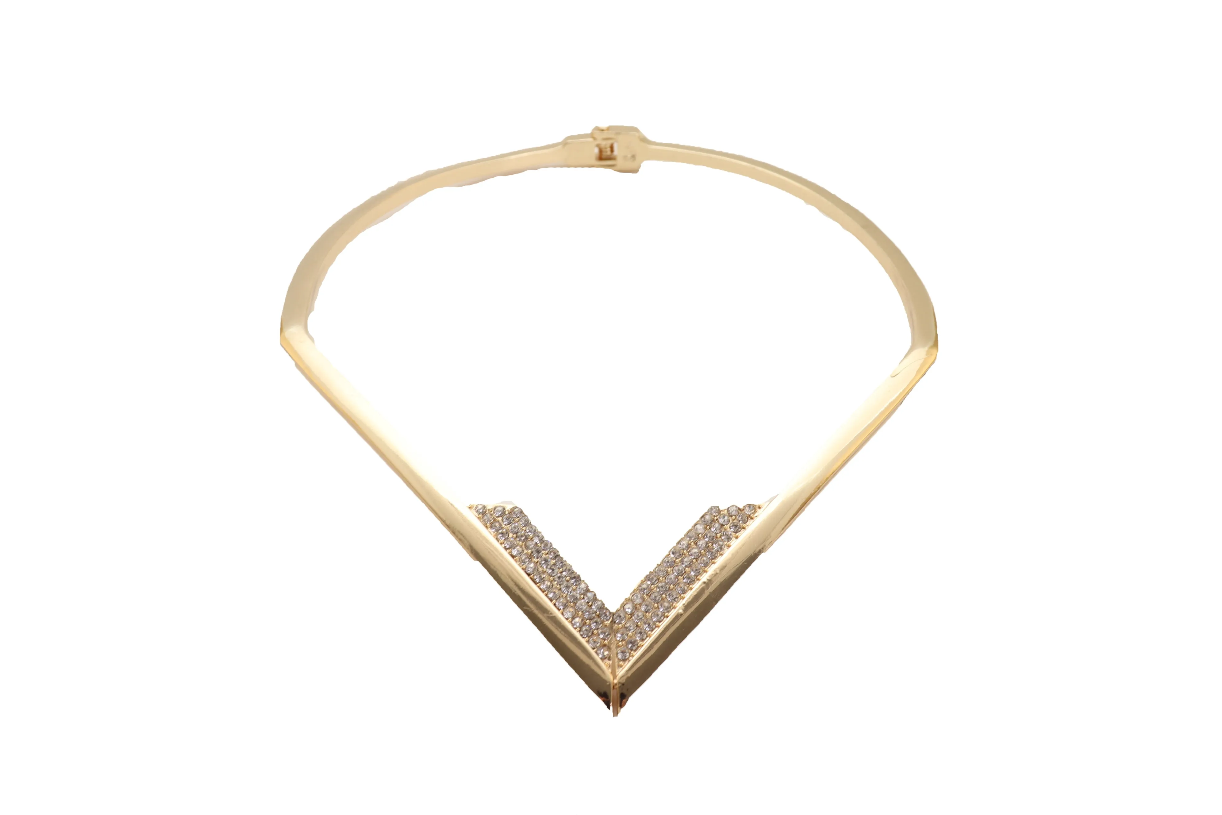 Edgy able Gold Metal Strand Choker Fancy Necklace V