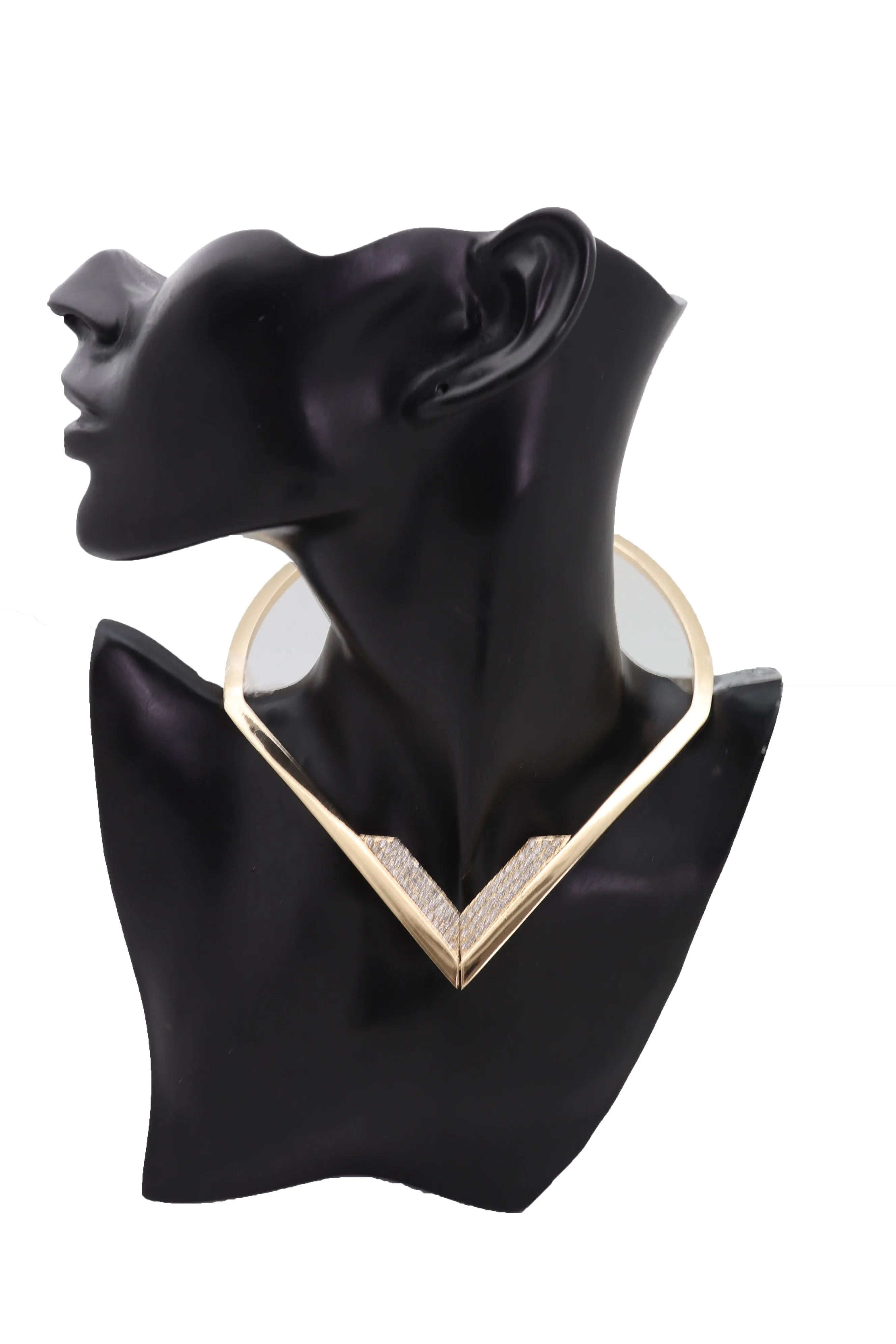 Edgy able Gold Metal Strand Choker Fancy Necklace V