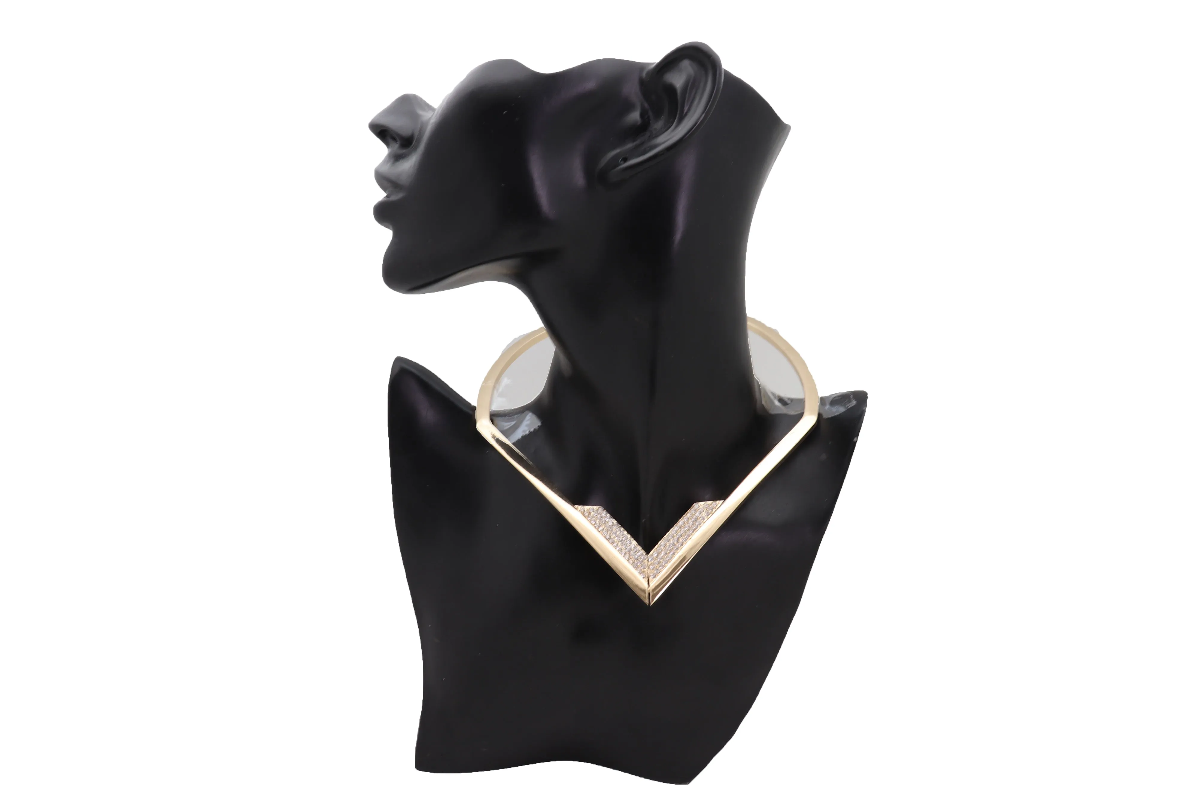 Edgy able Gold Metal Strand Choker Fancy Necklace V