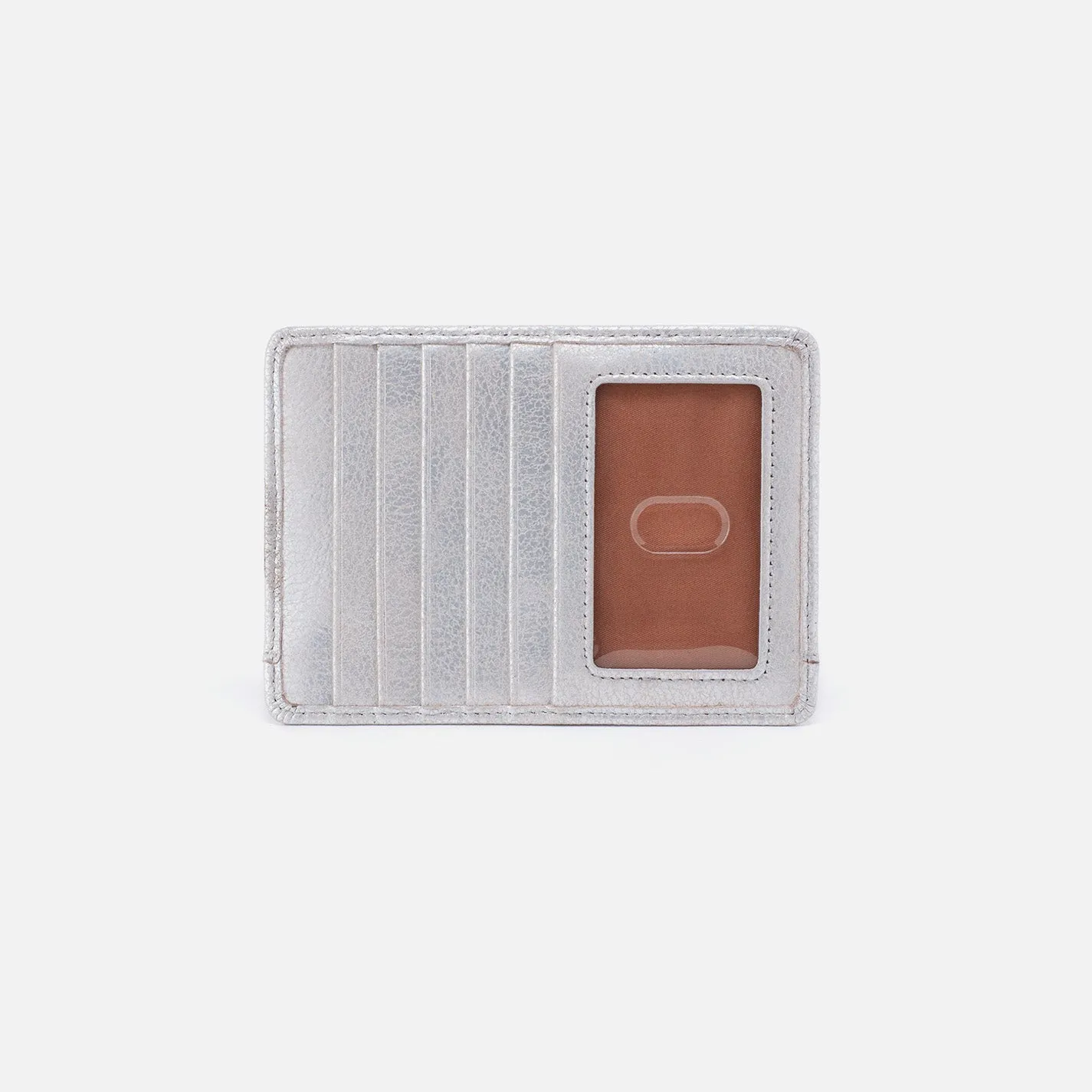 Euro Slide Card Case In Metallic Leather - Silver