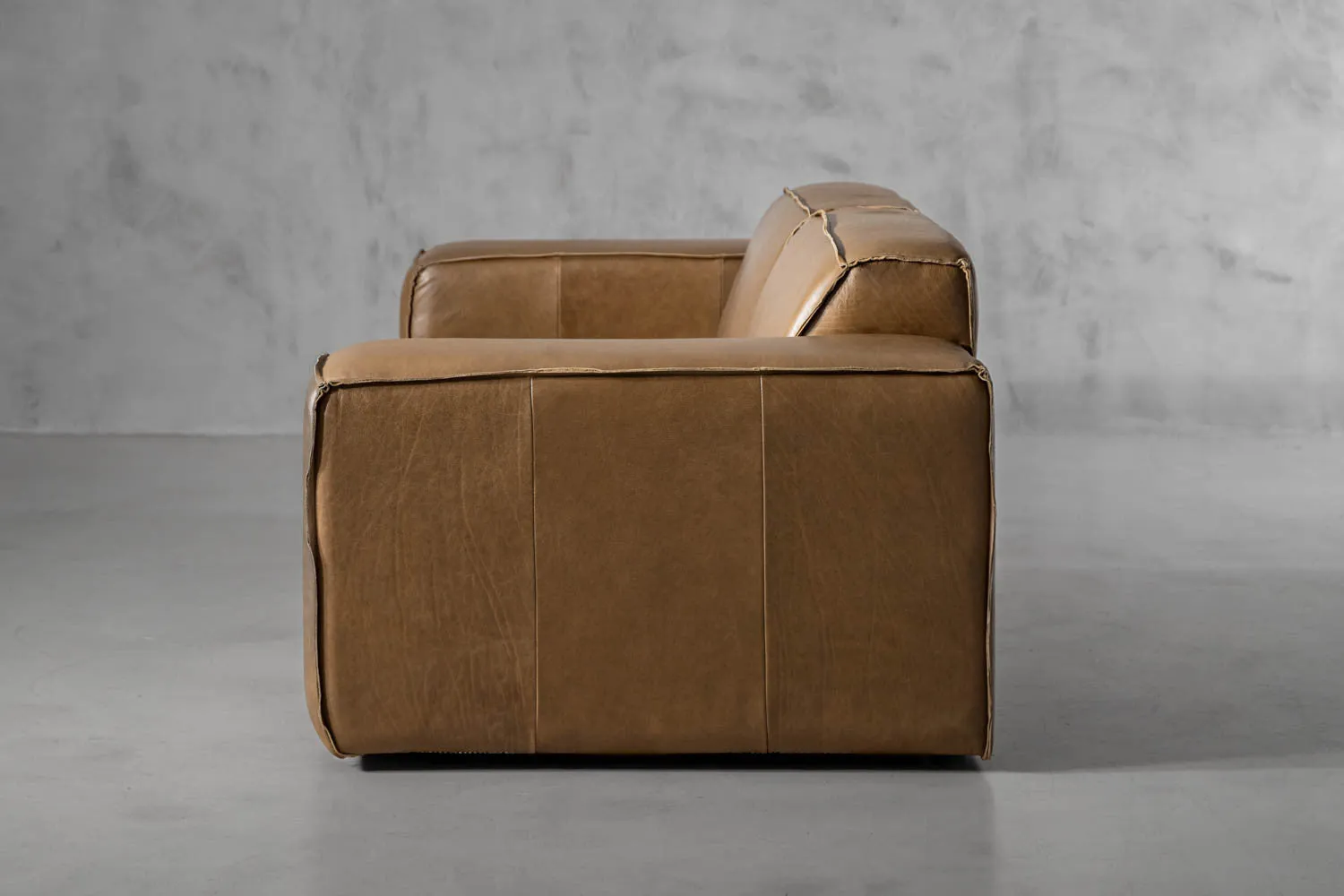 Faraai 3-Seater Leather Square Arm Couch