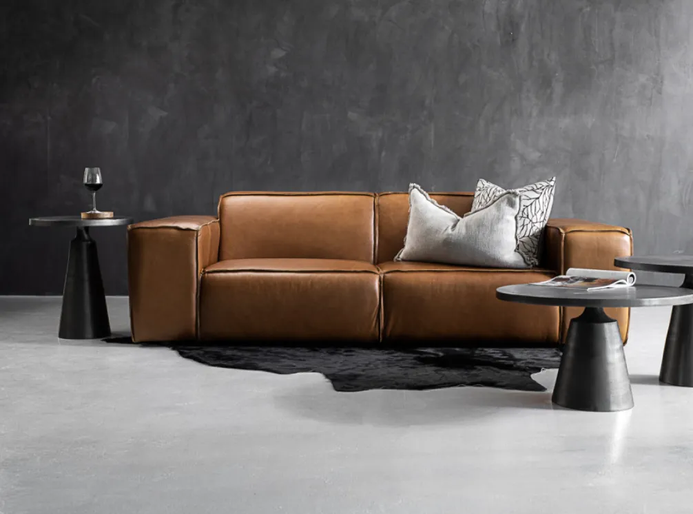 Faraai 3-Seater Leather Square Arm Couch