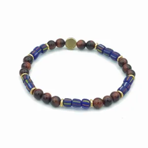 Gemstone And Java Glass Stretch Bracelet