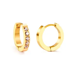 Gold Diamante Hoops 18K Gold PVD Earrings