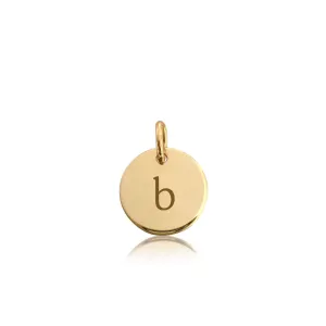 Gold Mini Initial Circle Charm - Lowercase