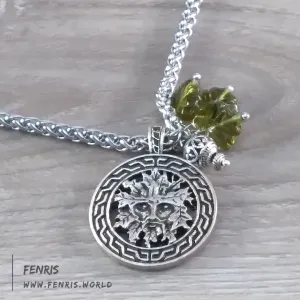 Green Man Necklace Silver Celtic Leaf