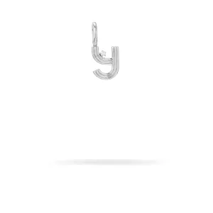 Groovy Diamond Initial Mini Bead Charm Y in Sterling Silver