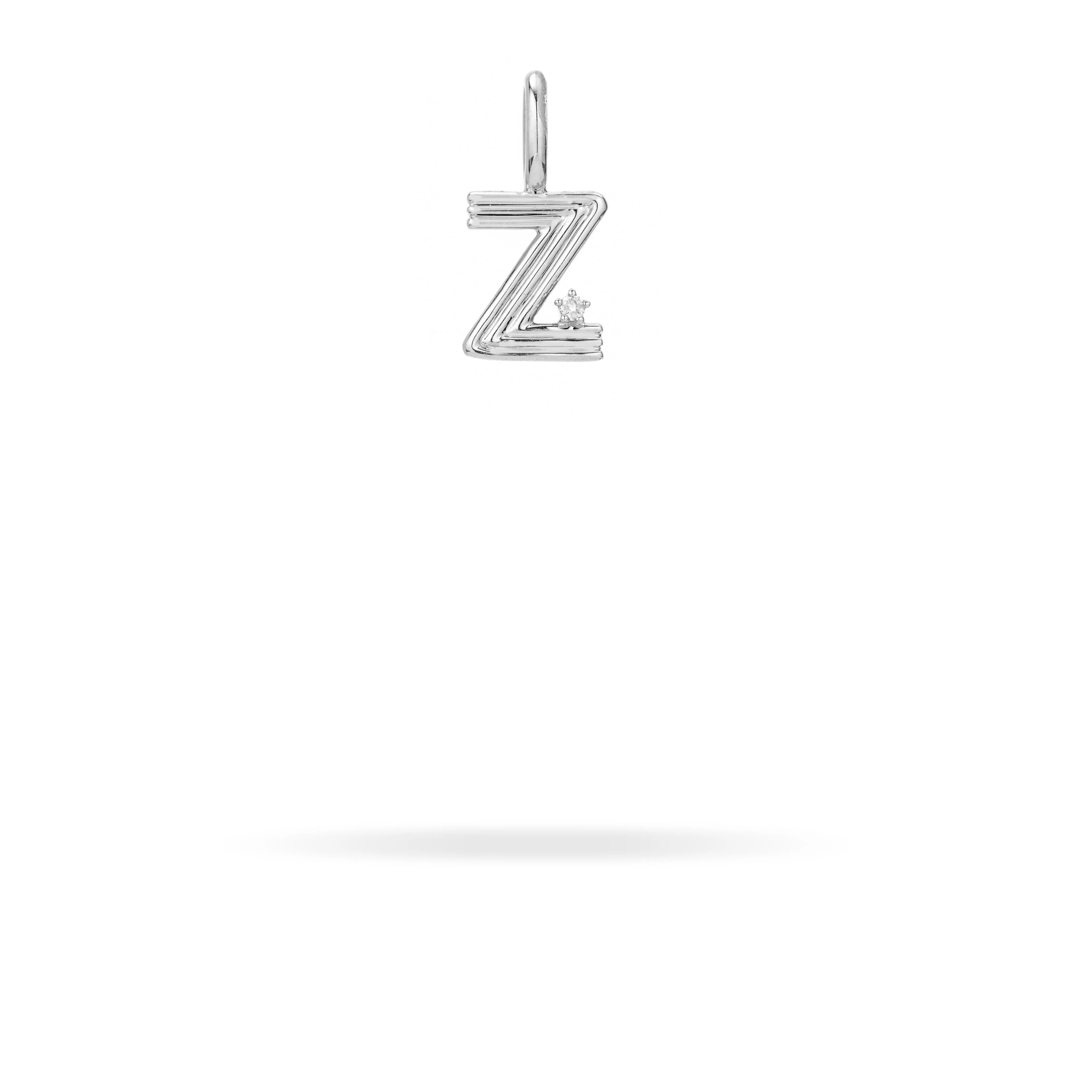 Groovy Diamond Initial Mini Bead Charm Z in Sterling Silver