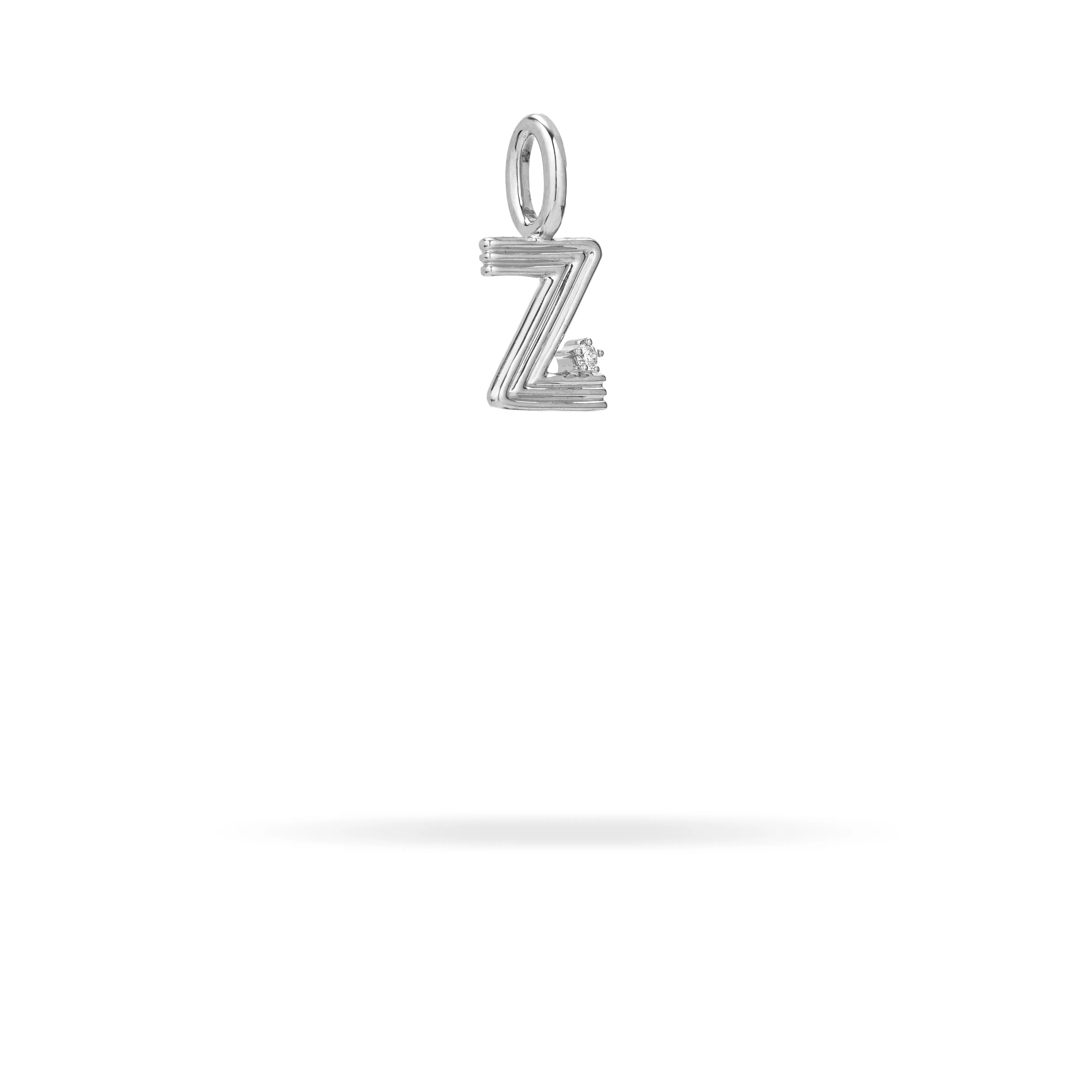 Groovy Diamond Initial Mini Bead Charm Z in Sterling Silver