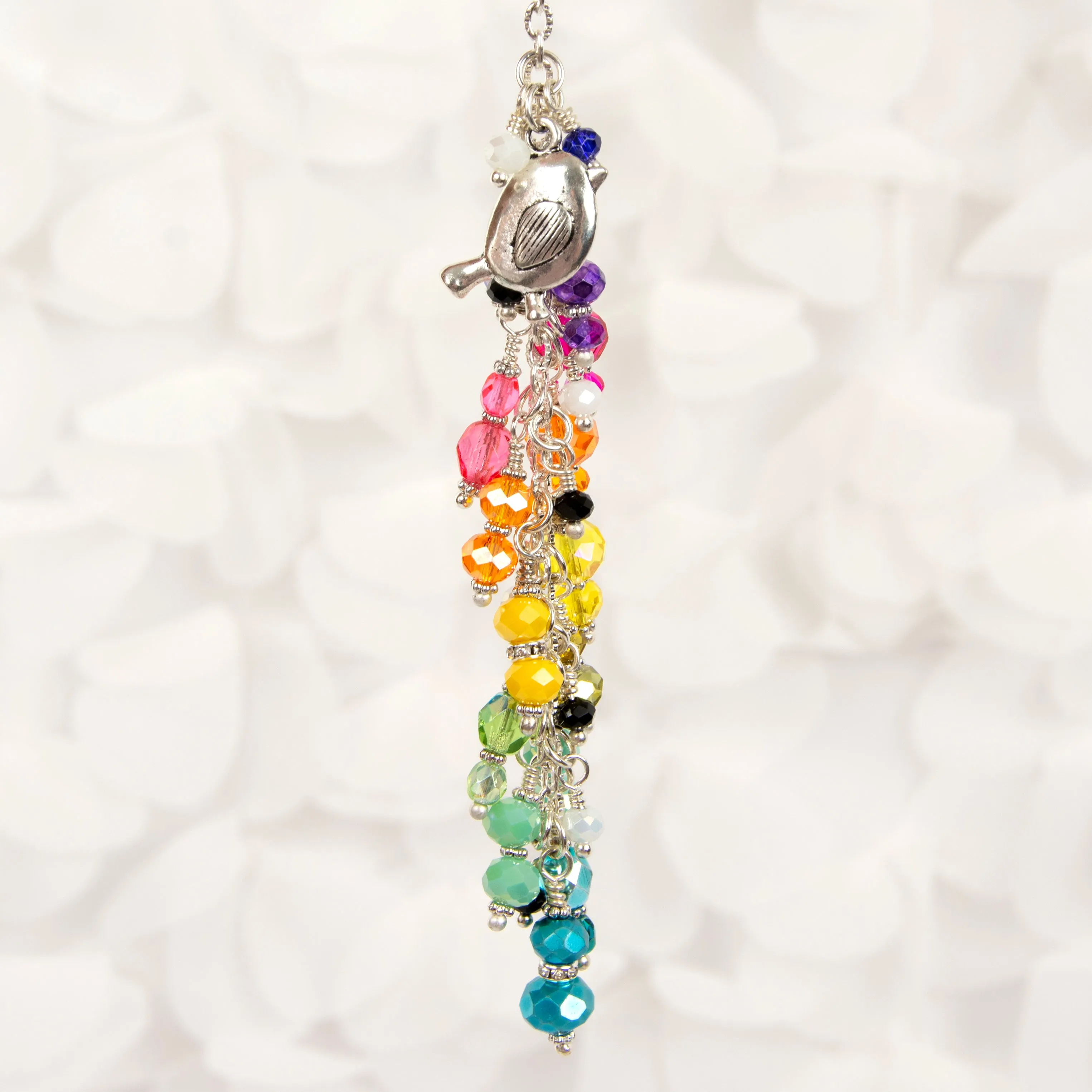 Little Bird Planner Charm with Rainbow Crystal Dangle