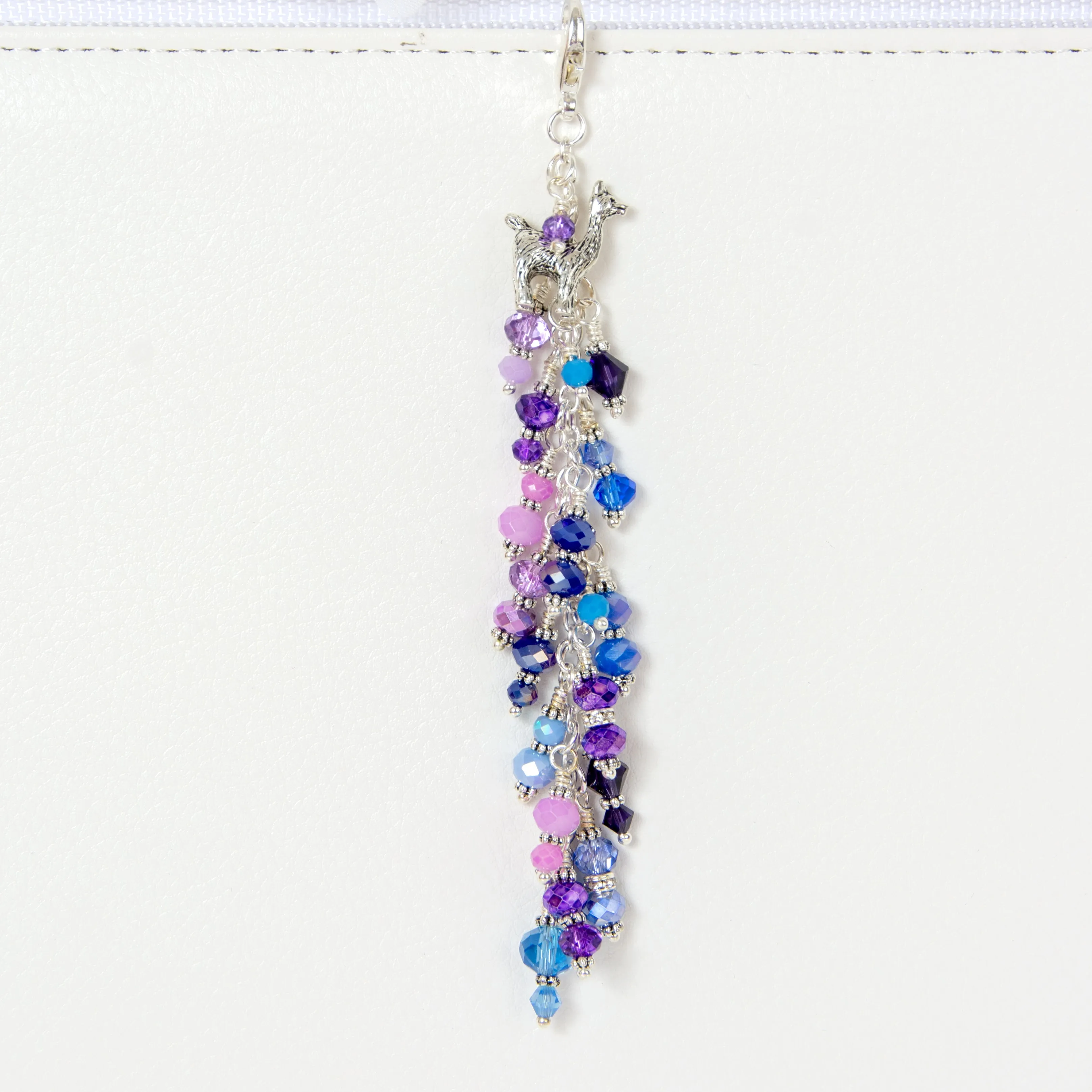 Llama Planner Charm with Purple & Blue Crystals