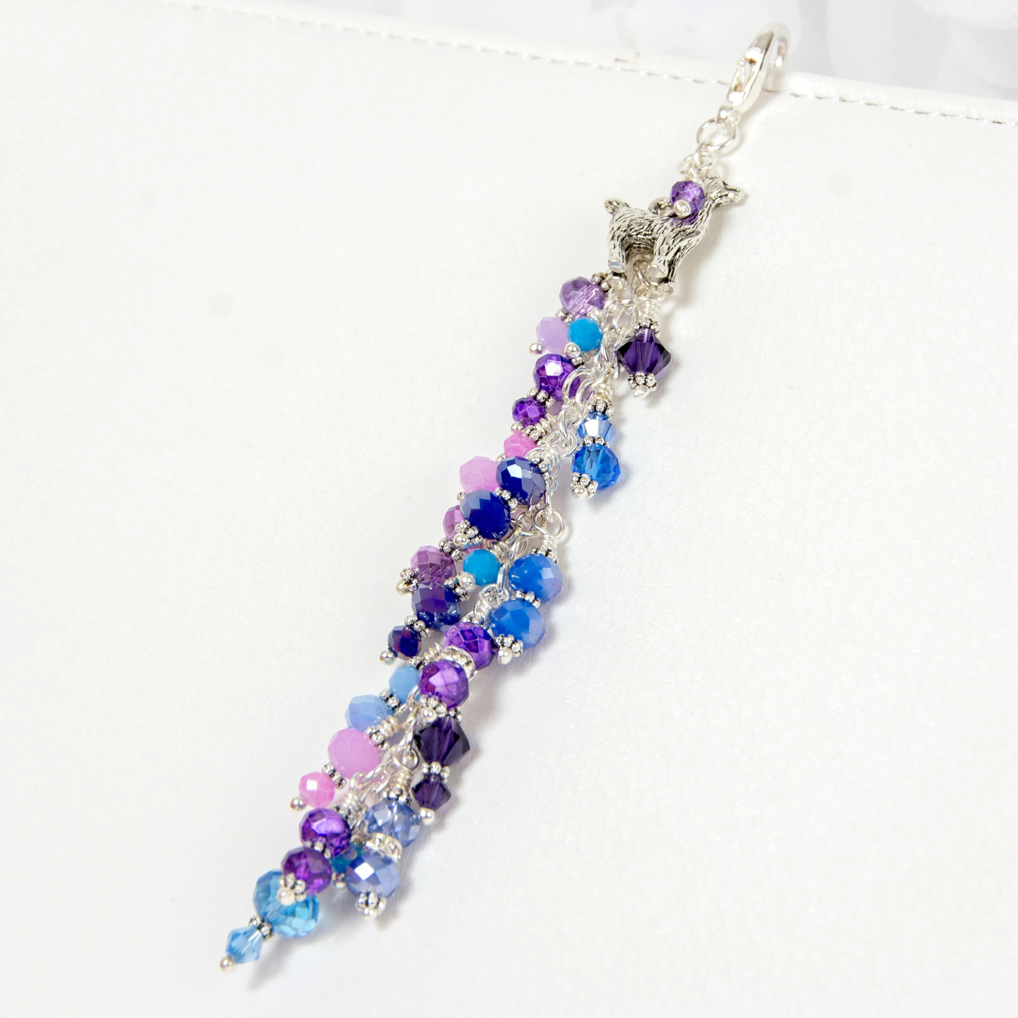 Llama Planner Charm with Purple & Blue Crystals