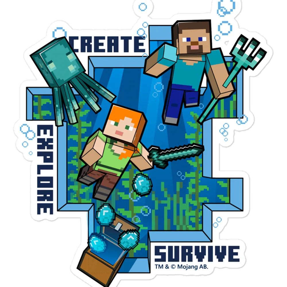 Minecraft Caves & Cliffs Create, Explore, Survive Die Cut Sticker