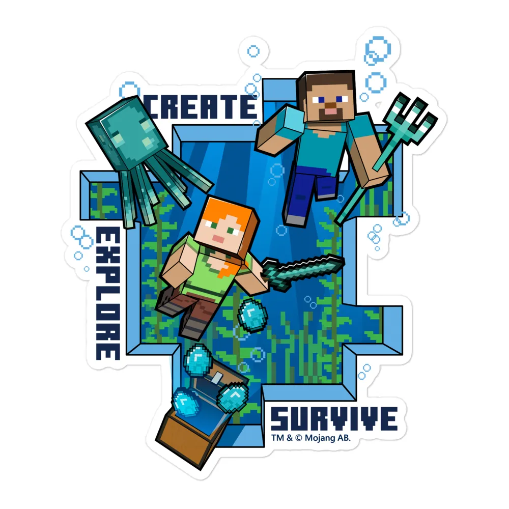 Minecraft Caves & Cliffs Create, Explore, Survive Die Cut Sticker