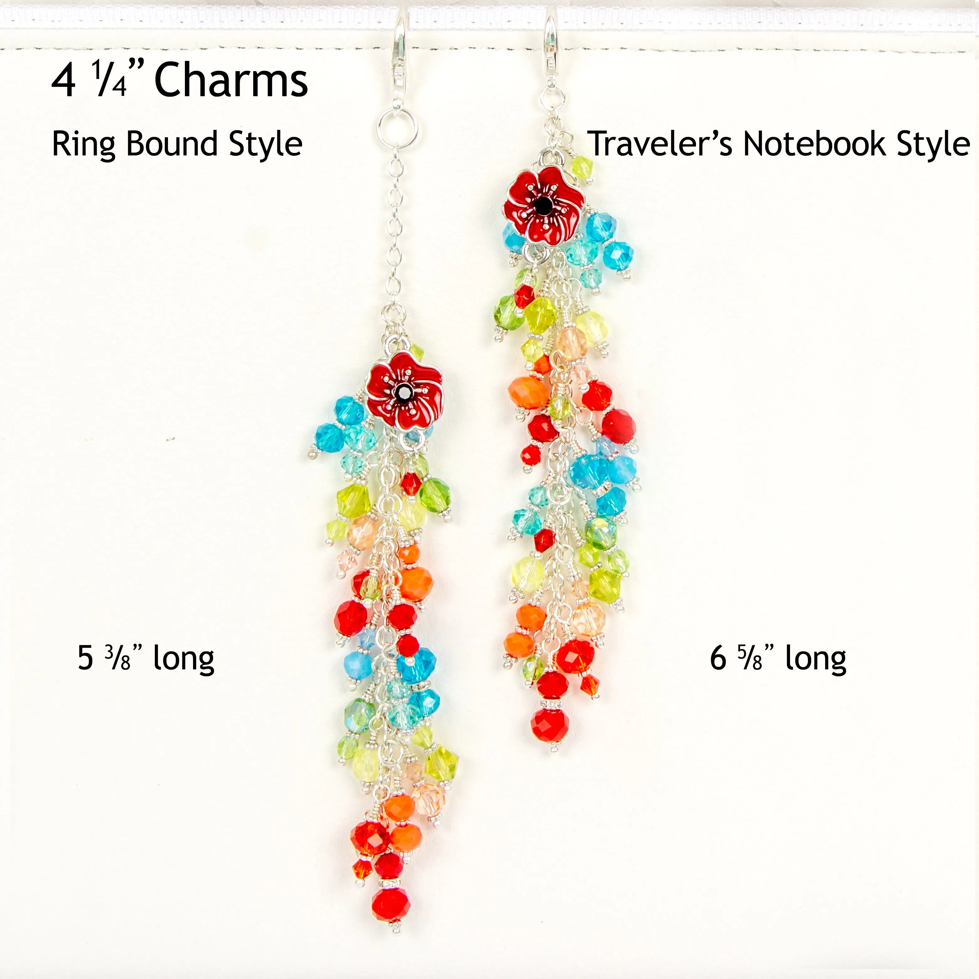 Poppy Fields Planner Charm with Crystal Dangle - Available in Two Lengths