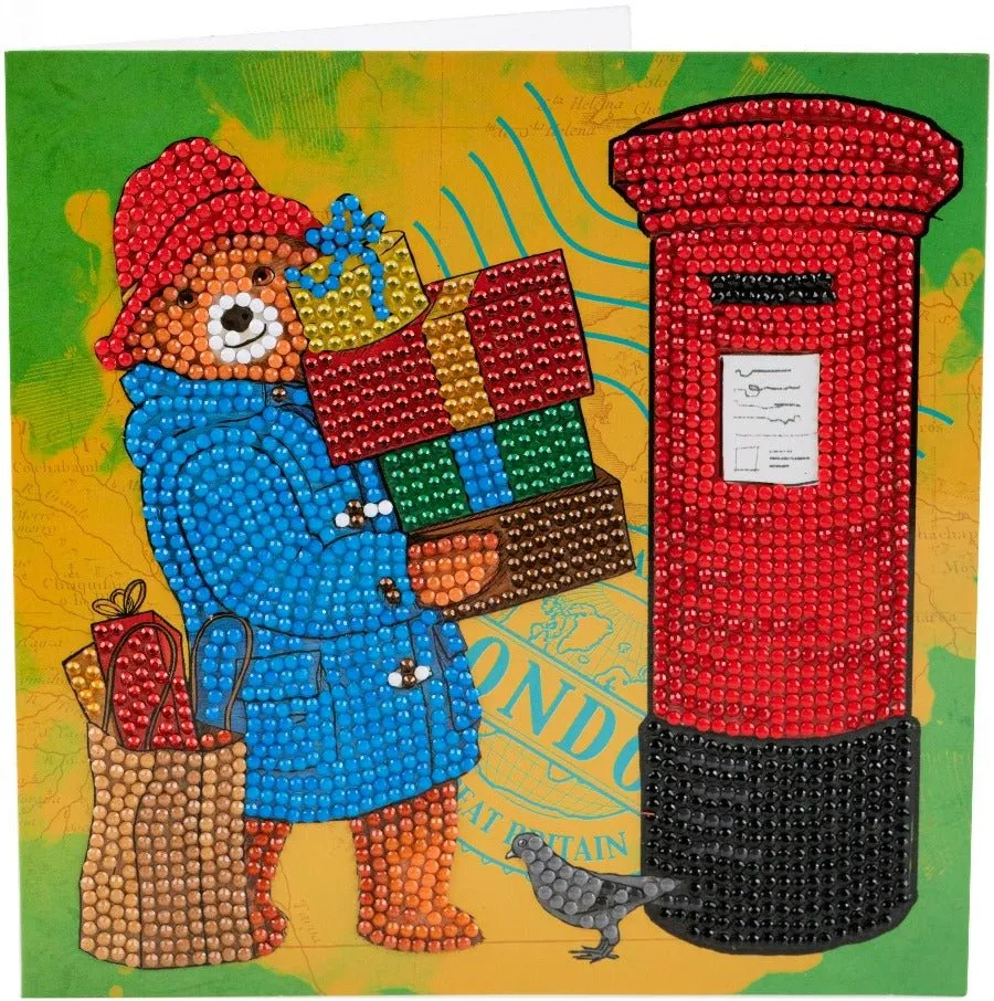 "Paddington Sending Gifts"  Crystal Art Card 18x18cm